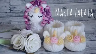 Мастер класс - Пинетки Единорожки крючком
