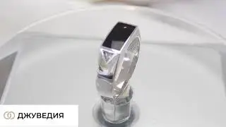 ДЖУВЕДИЯ Перстень Мужской с черным фианитом Серебро 925 Артикул-127