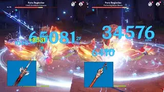 c0 Ayato R5 The Black Sword vs R1 Blackcliff Longsword damage showcase