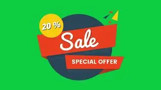 20% Sales Animated Logo | Sales Tag | on Green Screen