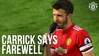 Manchester United's Michael Carrick thanks Old Trafford crowd after Watford win