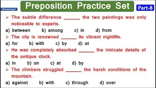 Preposition objective questions | Preposition in English grammar | Prepositions practice exercise 8