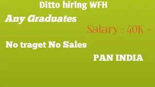 Ditto|Hiring WFH jobs|Any Graduates| 2023| Salary 40K | Kannada|SVR Techi|