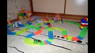 Magic Tracks. Гоночная трасса.Светящийся трэк. Испытания для машинок мэйджик трэк.