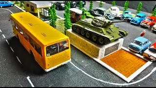 Мой макет города масштаб 1/43 обзор! Музей, тротуары, парк, гостиница, брусчатка. Про машинки!