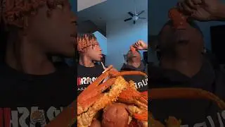Annoying my husband while eating spicy seafood