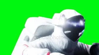 Astronaut levitation in space. Green screen. Realistic 4k animation.