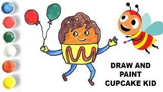 how to draw and paint cupcake kid easy