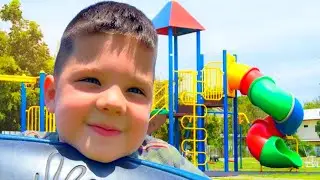 BEST PARK PLAYGROUND EVER! Caleb and MOM Plays at Fun Outdoor Playground with GIANT SLIDES for Kids!