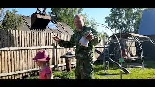 Чистим пруд самодельным тросовым экскаватором Экскаватор Роет Самодельны экскаватор ГАЗон Кран