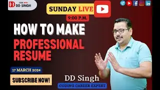 🔴Sunday Live | Professional Resume Building |  by Code With DD Singh| #coding #programming  #agra