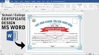 School College Certificate Design in Ms word || Part 2 || character Certificate Design