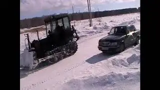 Убираем снег на ДТ-75