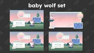 Vaporwave Art : Baby Wolf |  Animated Overlays Screen for Twitch Stream, Live Gaming