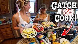 These FISH GOT PUSHED UP Onto SHALLOW Warm Water FLATS!!! (Catch Clean Cook!!)