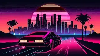 Synthwave Los Angeles Night Drive futuristic
