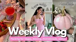 WEEKLY VLOG:Packing for Vegas, moving apartments,Logan's TikTok viral cucumber salad,picnic content