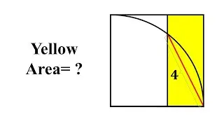 How to calculate the Yellow Area? | Square and Quarter Circle | Tricky GeoGebra Math Problem