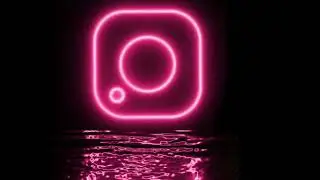 Free animated Instagram neon logo spinning in water green screen footage