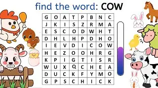 Farm Animals Word Search | Find the words in the word search | English Words | Fun Learning Videos