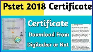 Pstet 2018 Certificate Download From Digilocker Or Not