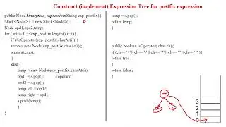 74 Implement Expression Tree for Postfix Expression in Java Example