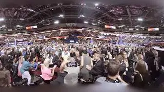 On the convention floor, celebrating with the New York delegation