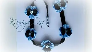 Лента в косу с цветами канзаши своими руками.