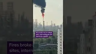 This is the moment a Ukrainian drone hits a Russian oil refinery