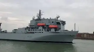 RFA Argus enters Portsmouth Harbour