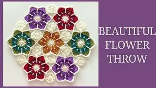 New Crochet Flower Throw / Runner😊Unique pattern👉six sided flower 👉beginners design@sara1111