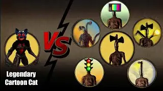 LEGENDARY CARTOON CAT Vs Siren Head, Light Head, TV Head,Traffic Light Head,Pipe Head, Monster Head