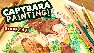 CAPYBARA Group Hug Painting // Exploring a new style & process!