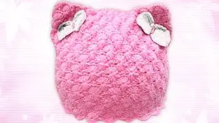 HAT-CAT, with cat ears, crochet.