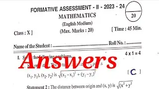 10th class fa2 maths question paper with answers 2023 - 2024