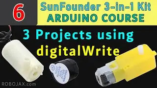 Lesson 6: Buzzer, Driver Wheel and mini Water Pump using  Arduino SunFounder Kit |  Robojax