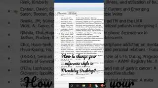 How to change your reference style in Mendeley desktop? 
