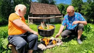 85-Year-Old Grandma & Son in CARPATHIAN Village. Hard Mountain Farming Life & Secret Family Recipe