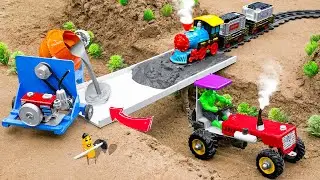 DIY tractor safety bridge for train science project | Safe bridge for train with tractor trailers