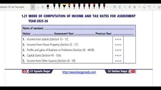 Mode of Computation of Total Income and General Rates of Income Tax for AY 2025-26