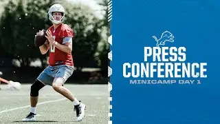Detroit Lions players meet with the media on June 6