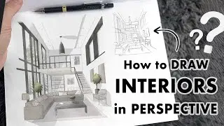 Different Ways to make PERSPECTIVE DRAWING of INTERIOR - Architecture Illustrations