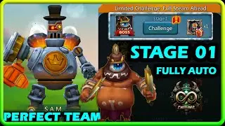 Lords Mobile Limited Challenge Full Steam Ahead Stage 1 Fully Auto | Steambot Stage 1 Perfect Team