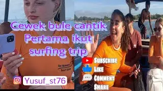 Cewek bule baru cantik sekali ikut trip dawavessurf di pantai timur Bali 