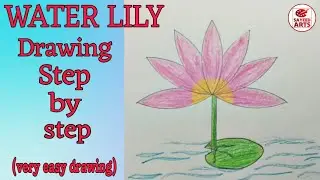 How to drawing WATER LILY step by step (very easy drawing)/ Water Lily Colouring || Drawing Video