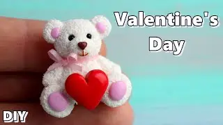Мишка с сердечком💖День Влюбленных💖Мастер-класс. Как сделать из полимерной глины? Valentine's day💖DIY